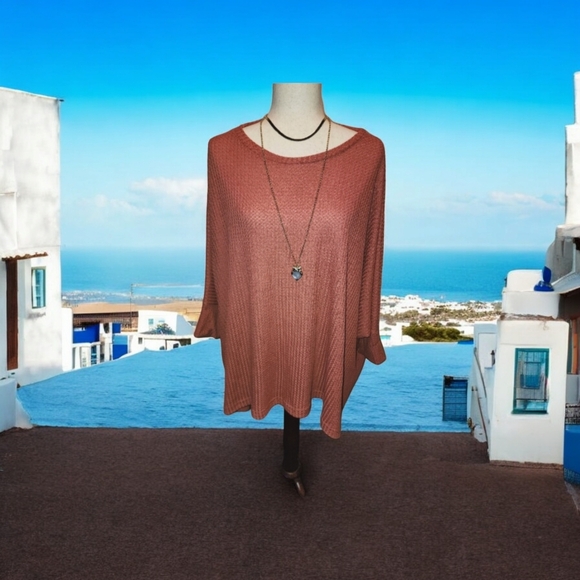 Waffle Terracotta Batwinged Top p2p 22x28 - Picture 1 of 7